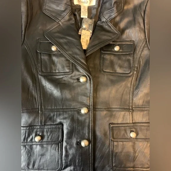 Studio Y Black LeatherNWT Women’s Jacket/Blazer size Small! - Picture 5 of 11